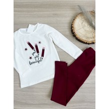 Conjunto leggins lapiceros burdeos