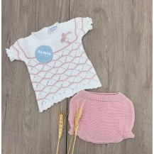 Conjunto braguita punto rayado combinado maquillaje