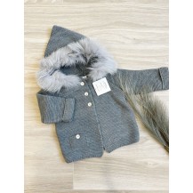 Trenca punto bobo pelo natural gris
