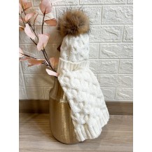Conjunto gorro ochos marfil + cuello