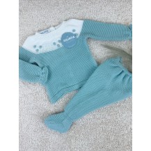 Conjunto polaina canesu bodoques verde agua