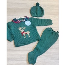 Conjunto tres piezas reno verde musgo