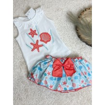 Conjunto braguita estrella mar coral y azul