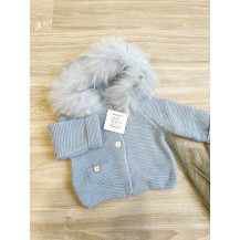 Trenca punto bobo pelo natural azul