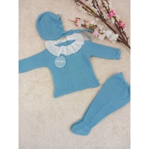 Conjunto tres piezas tachon bodoques plumeti azul nube