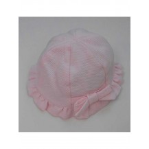 Gorrito piqué liso lazo rosa