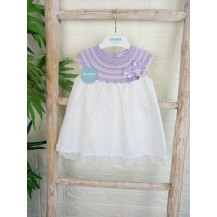 Vestido cuerpo redondo plumeti cadenas lila