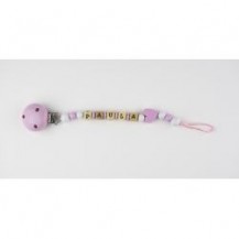 Wooden chain personalized pink heart