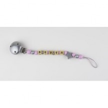 Personalized small silver star chain in pink
