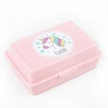 Cajita Porta Alimentos Unicornio Rosa personalizada