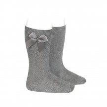 High cotton sock with side tie 230 light gray