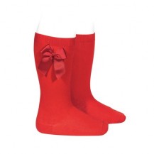High cotton sock with side tie 550 red