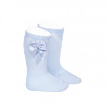 High sock pearl with blue bow baby 410