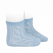 Calcetines cortos calados algodón perlé extra azul bebe
