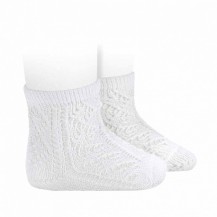 Calcetines cortos calados algodón perlé extra blanco