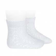 Calcetines de algodón perlé calado blanco 