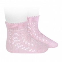Calcetines de algodón perlé calado rosa