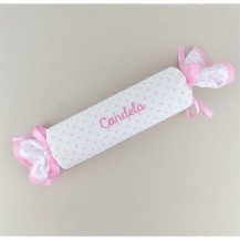 Cojin antivuelvo caramelo estrellas rosa personalizado