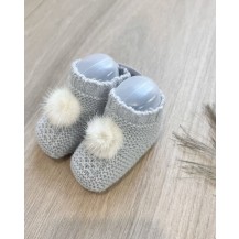 Bota lin pom pom pelo gris