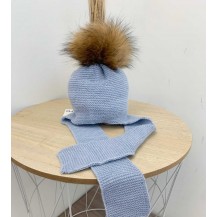 Gorro aviador tira ancha azul empolvado