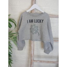 Sudadera gris I am lucky