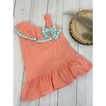 Vestido asimétrico coral vichy verde