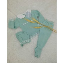 Conjunto tres piezas canesu rombos verde