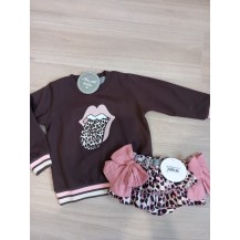 Conjunto sudadera lengua leopardo + braguita