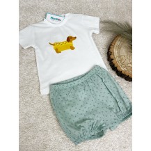 Conjunto perrito bombacho verde agua