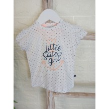 Camiseta blanca feetje con corazones marino