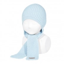 Cap with scarf 412 color celeste