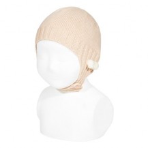 Hat with earmuffs and mini tassels color 674 nude