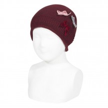 Embossed cap and velvet garnet ties