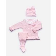 Conjunto tres piezas vastas volante plumeti rosa