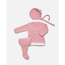 Conjunto tres piezas canesu rombo motas maquillaje