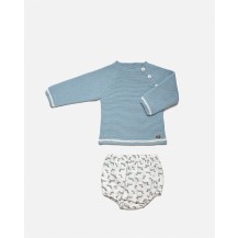 Conjunto braguita + jersey perros azul nube