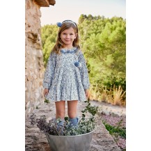 Vestido florecitas volante puntilla cielo