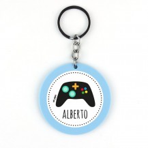 Llavero Metacrilato Redondo Consola Azul Personalizado