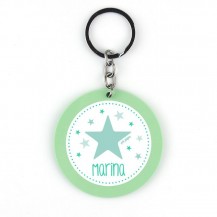 Llavero Metacrilato Redondo Estrella Menta Personalizado