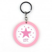 Llavero Metacrilato Redondo Estrella Rosa Personalizado