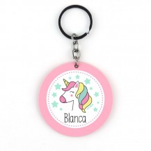 Llavero Metacrilato Redondo Unicornio Rosa Personalizado