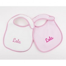 2 Personalized bibs white - pink + 3M
