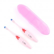 Pack 2 cepillos con estuche personalizados rosa +6M