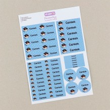 Pack 46 etiquetas para objetos azul (diferentes dibujos y colores)
