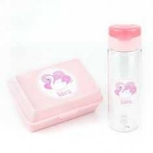 Pack Botella 600ml + Cajita Porta Alimentos Cisne Rosa personalizadas