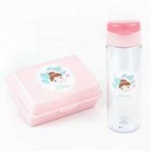 Pack Botella 600ml + Cajita Porta Alimentos Hada Rosa personalizadas