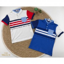 Polo niño blanco denim