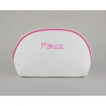 Personalized pink leatherette toilet bag