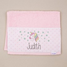 Toalla rizo unicornio rosa