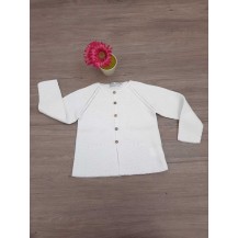 Chaqueta larga blanca efecto bolsillos